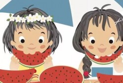 萌娃吃瓜头像卡通