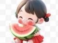 吃瓜小女孩图片,小女孩的甜蜜吃瓜日记